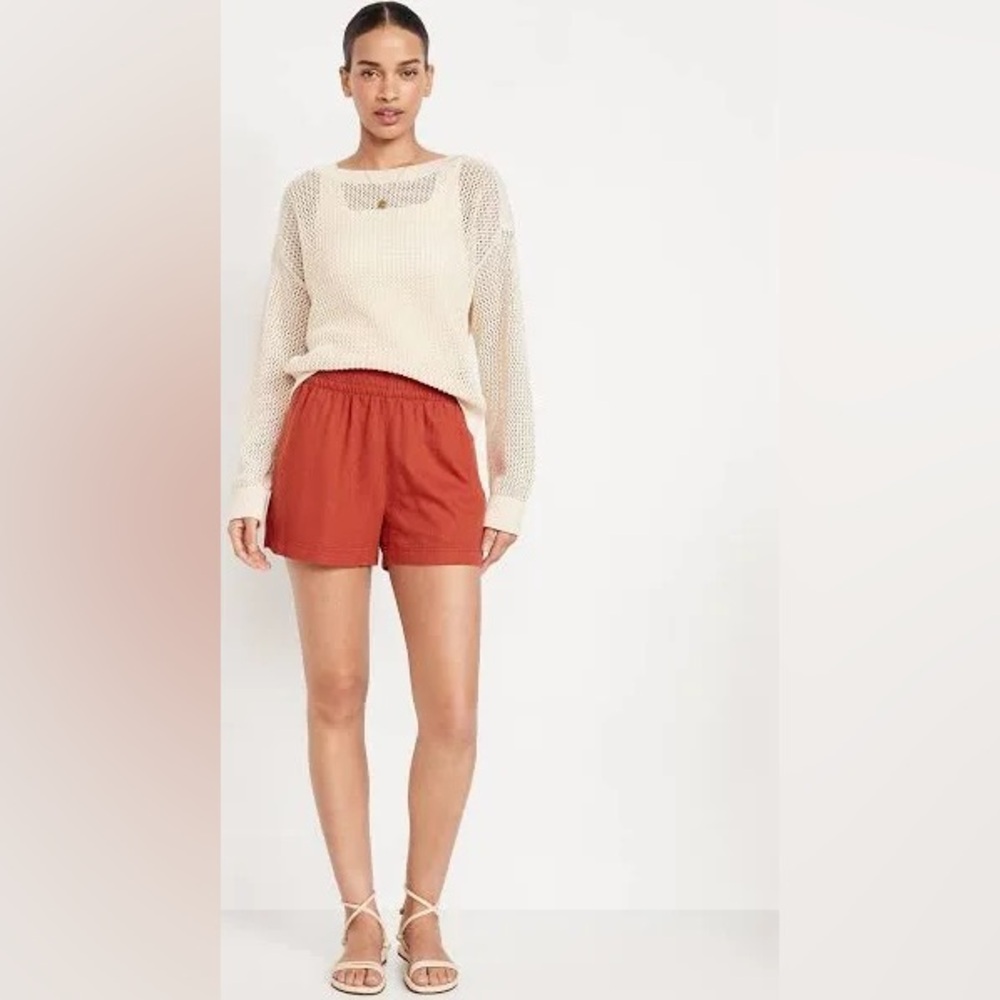 Old Navy Linen Blend Stretchy Elastic Waist Boho Beach Shorts